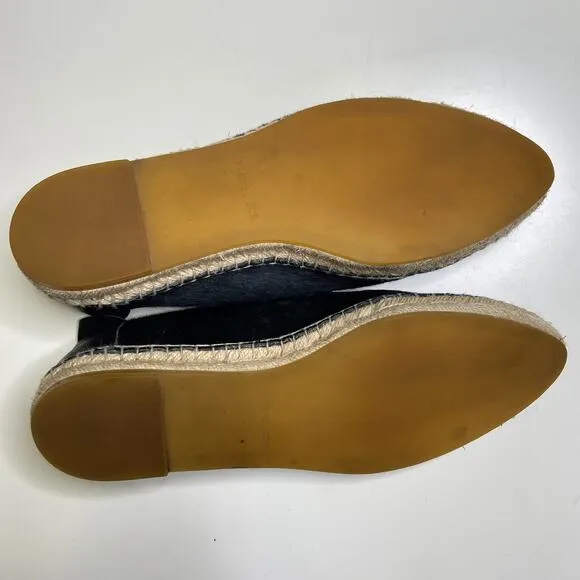 Rachel Zoe Cherry Calf Hair Espadrille Flats Sz 8.5 Black Leather Slip Ons‎