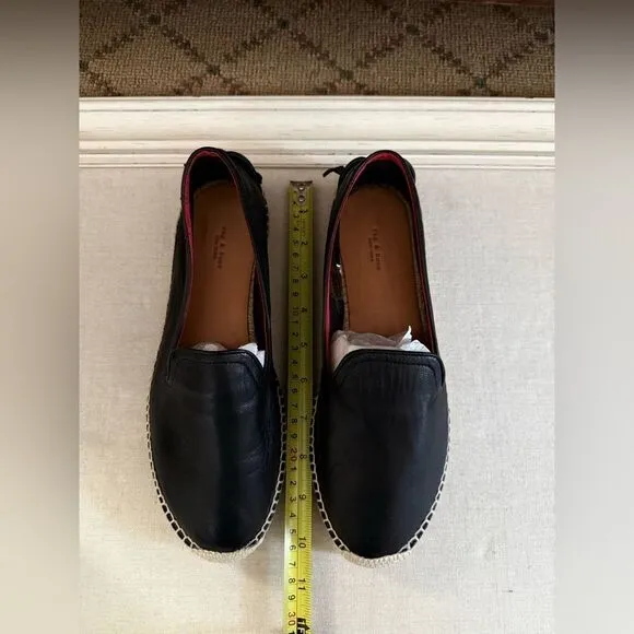 Rag &amp; Bone Black leather Del Rey espadrille NIB 39
