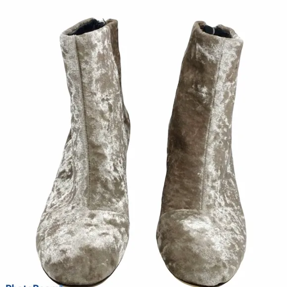 Rag &amp; Bone Drea Crushed Velvet Ankle Zip Boots Dove Beige Sz 5 EU 35 NIB NWT