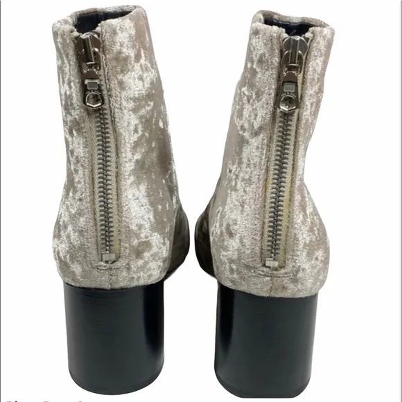 Rag &amp; Bone Drea Crushed Velvet Ankle Zip Boots Dove Beige Sz 5 EU 35 NIB NWT