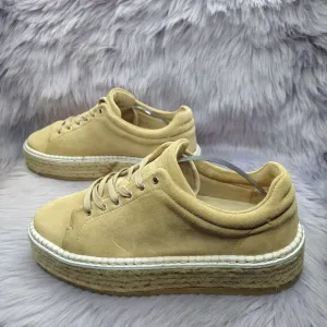 Rag &amp; Bone Kent Espadrille Platform Sneakers Dune Tan Suede Womens Size 37.5 7.5
