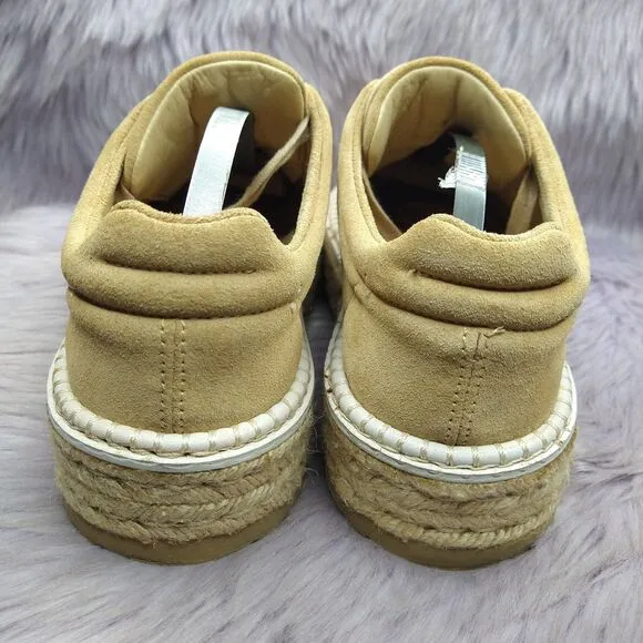 Rag &amp; Bone Kent Espadrille Platform Sneakers Dune Tan Suede Womens Size 37.5 7.5