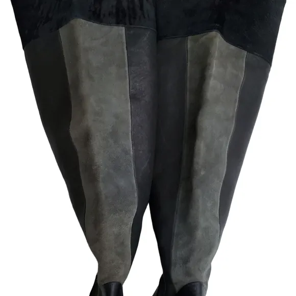 Rag &amp; Bone Leather Over The Knee Boots Size 37 (7) Suede Pony Hair Trim