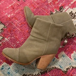 Rag &amp; Bone / Newbury canvas olive green heeled Ankle Boot 36 6