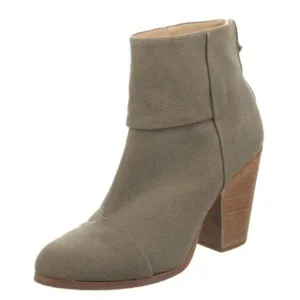 Rag &amp; Bone Newbury Green Canvas Stacked Block Heel Ankle Boots