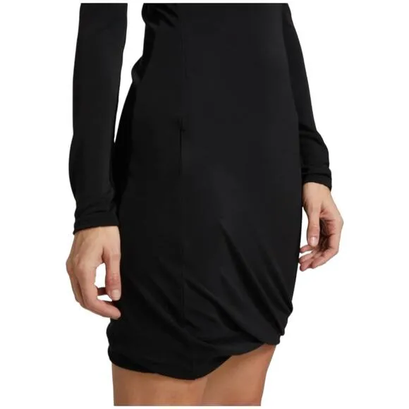 Rag &amp; Bone NWT Poppy Draped Mini Jersey Dress Black Long Sleeve Size S Sheath