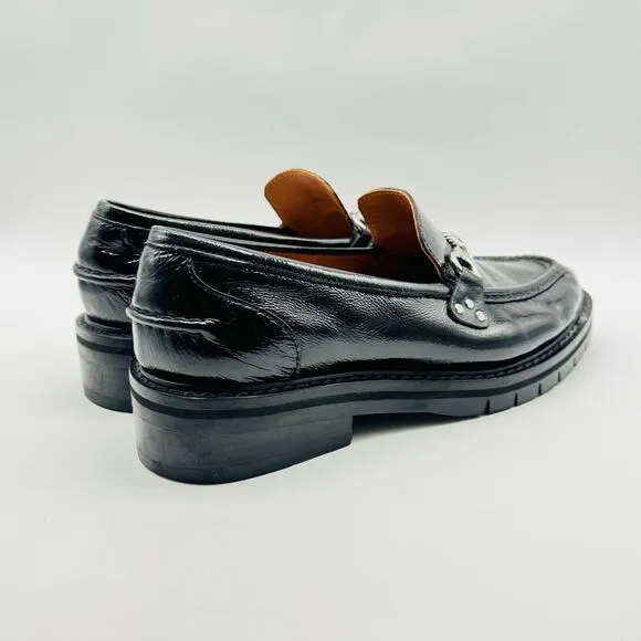 Rag &amp; Bone Shoes Womens 41 US 11 Black Patent Leather Loafers Curtis Lug Sole
