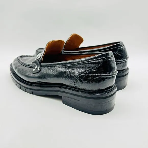 Rag &amp; Bone Shoes Womens 41 US 11 Black Patent Leather Loafers Curtis Lug Sole