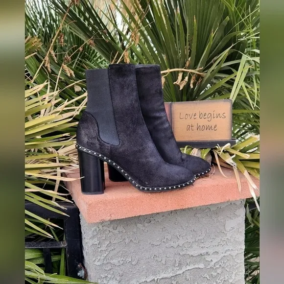 Rag and Bone black suede studded‎ boots