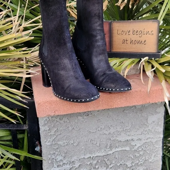 Rag and Bone black suede studded‎ boots