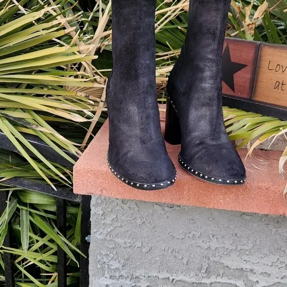 Rag and Bone black suede studded‎ boots