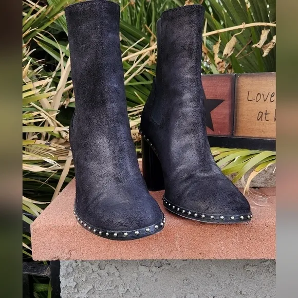 Rag and Bone black suede studded‎ boots