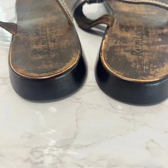 RALPH LAUREN black label thong leather SANDALS