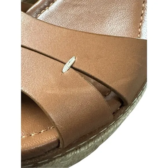 Ralph Lauren Collection Purple Label Wedge Brown Leather Espadrilles, Size 9.5
