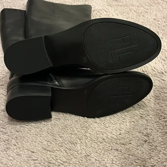Ralph Lauren Micah Wide Calf boots black Riding women’s 6.5 regular width new