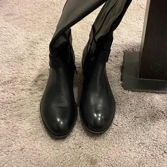 Ralph Lauren Micah Wide Calf boots black Riding women’s 6.5 regular width new