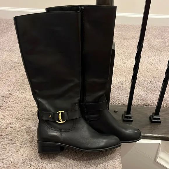 Ralph Lauren Micah Wide Calf boots black Riding women’s 6.5 regular width new