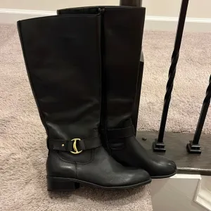 Ralph Lauren Micah Wide Calf boots black Riding women’s 6.5 regular width new