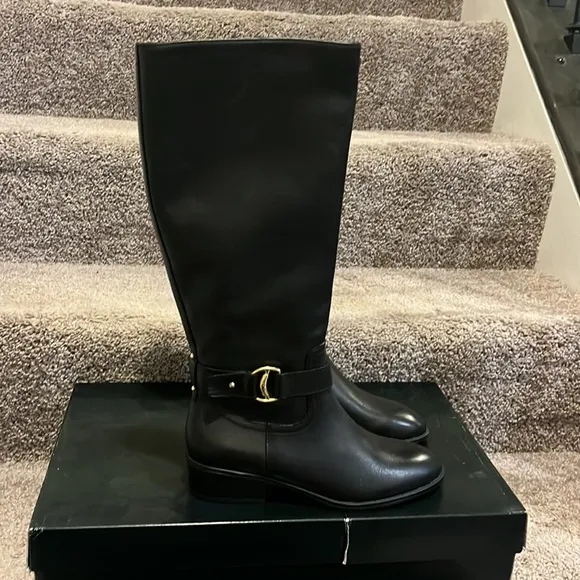 Ralph Lauren Micah Wide Calf boots black Riding women’s 6.5 regular width new