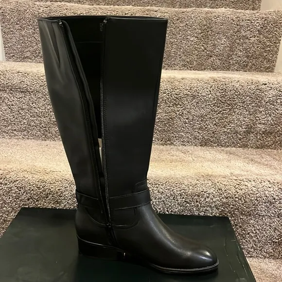 Ralph Lauren Micah Wide Calf boots black Riding women’s 6.5 regular width new