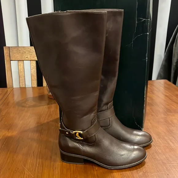 Ralph Lauren Micah Wide Calf boots brown Riding Women’s Size 6 Regular Width