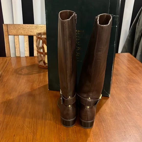 Ralph Lauren Micah Wide Calf boots brown Riding Women’s Size 6 Regular Width