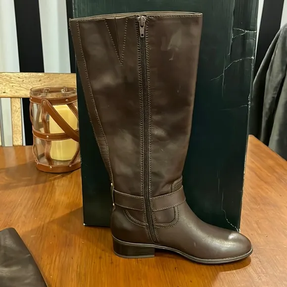 Ralph Lauren Micah Wide Calf boots brown Riding Women’s Size 6 Regular Width
