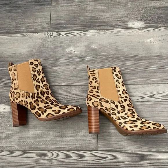 Ralph Lauren Mylah Bootie Calf Hair Cheetah Print Boots