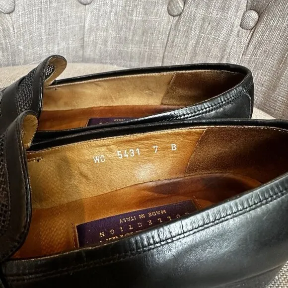 Ralph Lauren Purple Label Leather Loafer Flats Womens Size 7 B Black Old Money