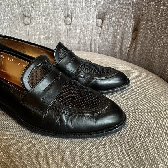 Ralph Lauren Purple Label Leather Loafer Flats Womens Size 7 B Black Old Money