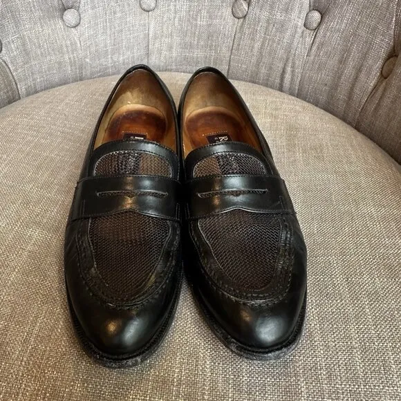 Ralph Lauren Purple Label Leather Loafer Flats Womens Size 7 B Black Old Money