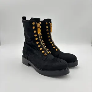 Rare Jeffrey Campbell Tonette Calf Hair Zip Studded Combat Boots Women's 8.5