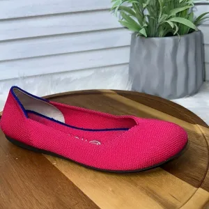 RARE Rothy’s The Flat Hot Pink Blue Round Toe Magenta Ballet Flats Retired -Sz 5