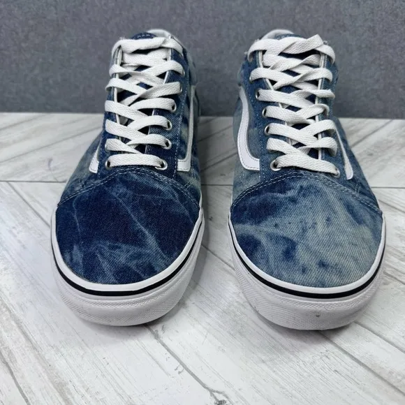 RARE VANS Acid Washed Denim Blue White Sneakers Men's Size 12 Sneakers Tie Dye