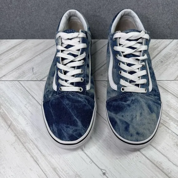 RARE VANS Acid Washed Denim Blue White Sneakers Men's Size 12 Sneakers Tie Dye