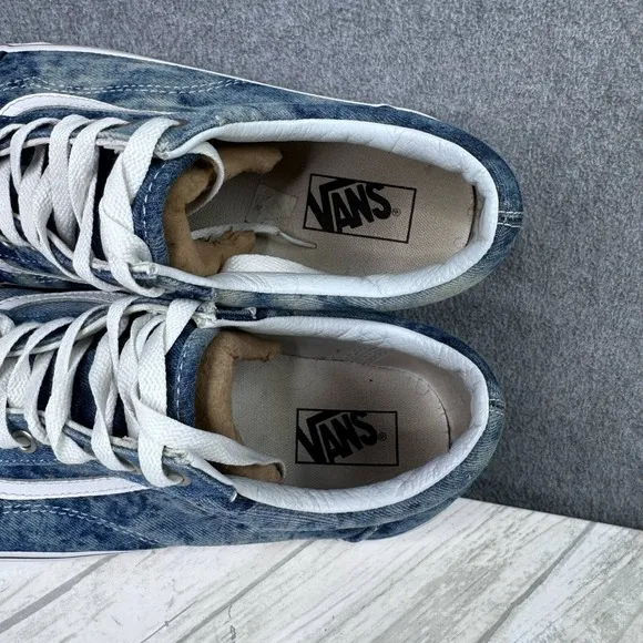 RARE VANS Acid Washed Denim Blue White Sneakers Men's Size 12 Sneakers Tie Dye