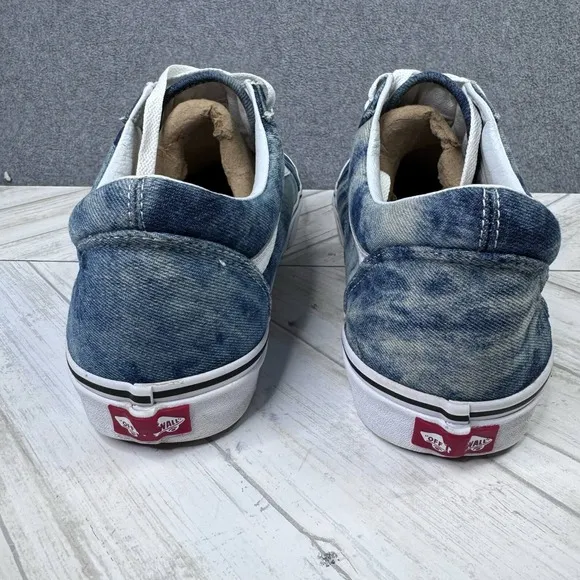 RARE VANS Acid Washed Denim Blue White Sneakers Men's Size 12 Sneakers Tie Dye