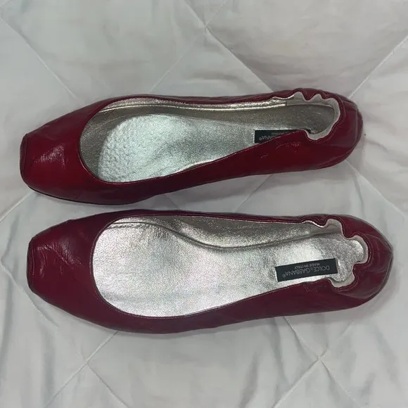 RARE Vintage Dolce &amp; Gabbana red eel skin ballet flats