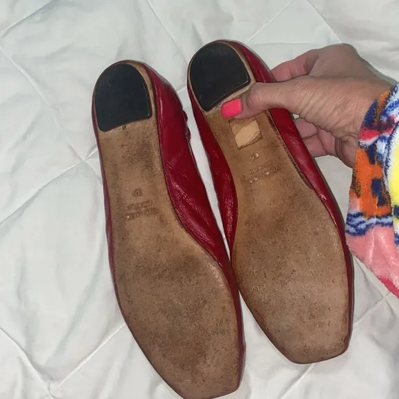 RARE Vintage Dolce &amp; Gabbana red eel skin ballet flats