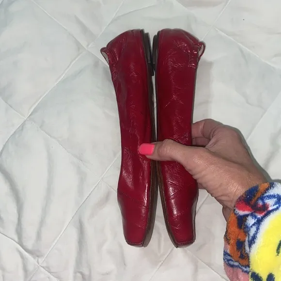 RARE Vintage Dolce &amp; Gabbana red eel skin ballet flats