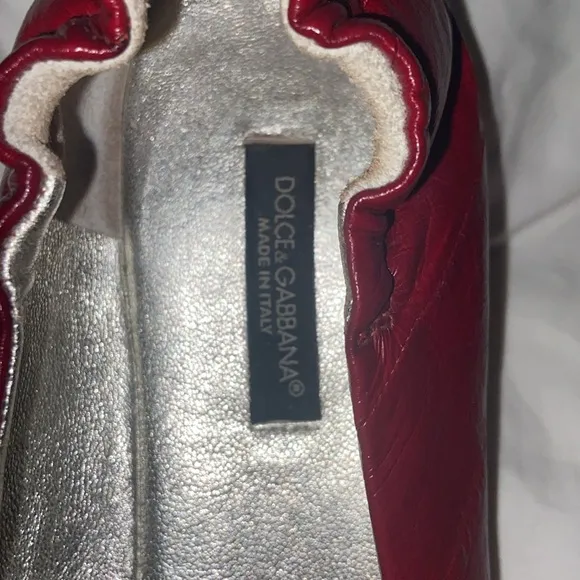 RARE Vintage Dolce &amp; Gabbana red eel skin ballet flats