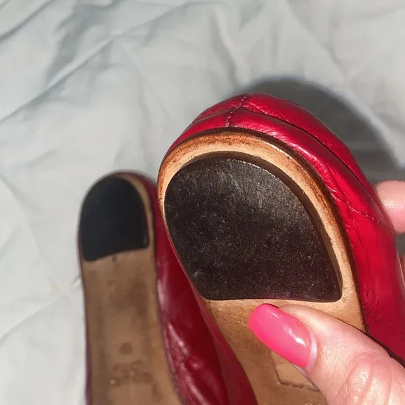 RARE Vintage Dolce &amp; Gabbana red eel skin ballet flats