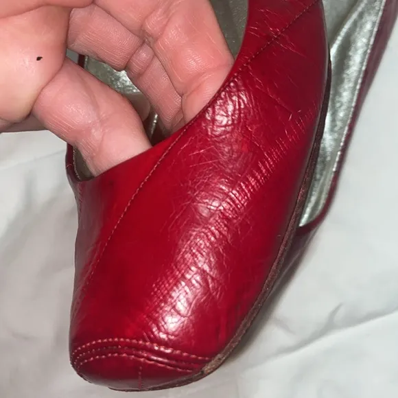 RARE Vintage Dolce &amp; Gabbana red eel skin ballet flats