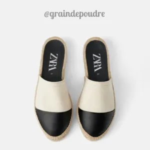 Rare! Zara Faux Vegan Leather Black &amp; White Espadrilles 38 7.5