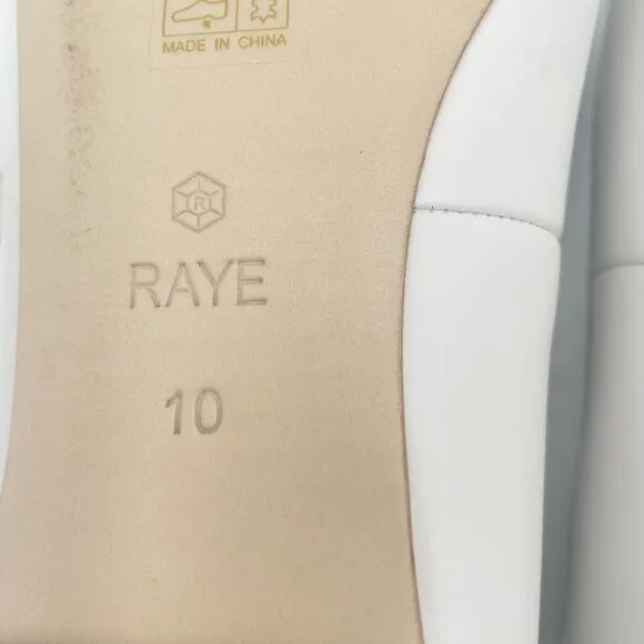 Raye Lin Flats Mary Jane White Leather Square Toe Strap Front Slip On Sz 10