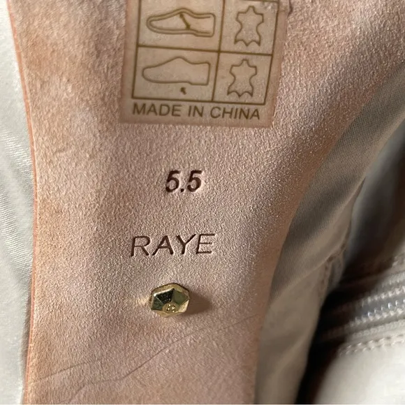 RAYE | REVOLVE Thigh High Satin Stiletto Boots Ivory/Beige Size 5.5