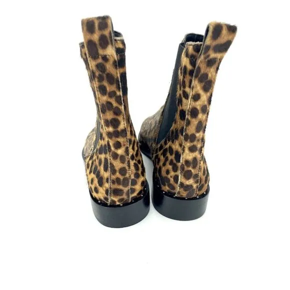 Rebecca Minkoff Boots Leopard Chelsea Calf Fur Studded Ankle SZ 7 New