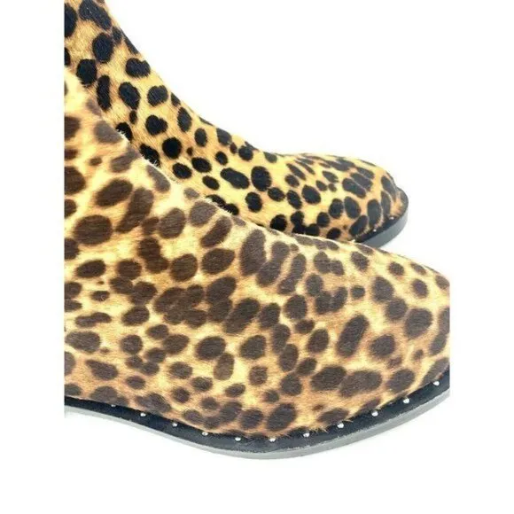 Rebecca Minkoff Boots Sabeen Leopard Chelsea Fur Studded Ankle  SZ 6.5 New