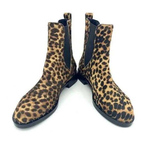Rebecca Minkoff Boots Sabeen Leopard Chelsea Fur Studded Ankle  SZ 6.5 New