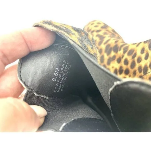 Rebecca Minkoff Boots Sabeen Leopard Chelsea Fur Studded Ankle  SZ 6.5 New